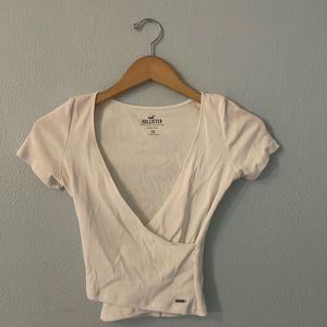Hollister Crossover Baby Tee- XS White Womens Short Sleeve Crop Top